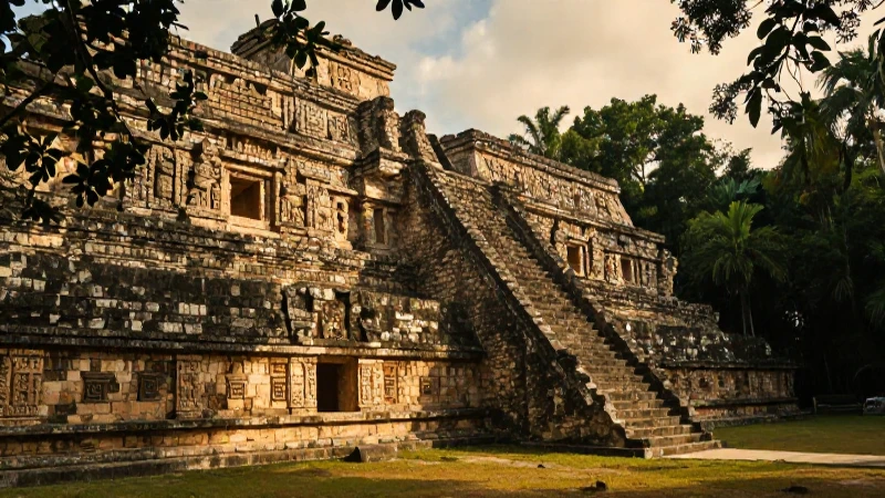 Ruinas mayas, historia antigua, luz dorada