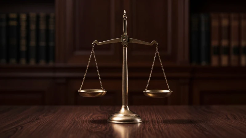 Salón de justicia en miniatura con dramatismo