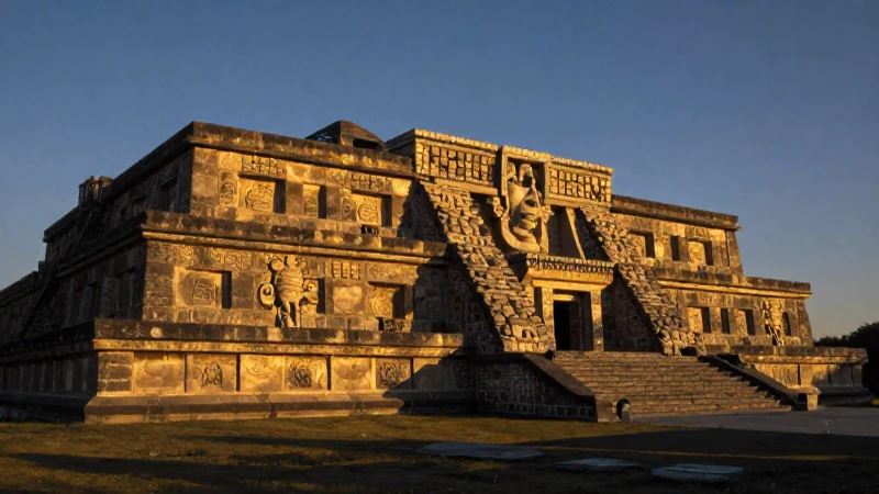 Retrato azteca en ruinas con luz cálida