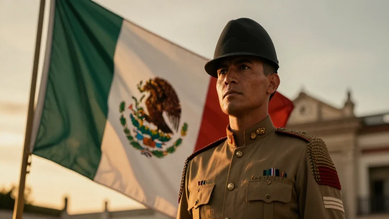 Soldado mexicano bajo luz dorada cinematográfica