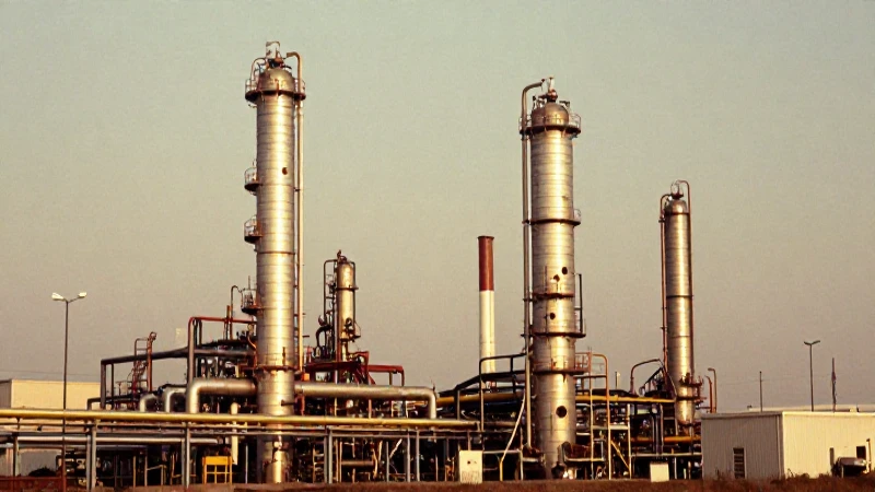 Refinería industrial en foto antigua cálida