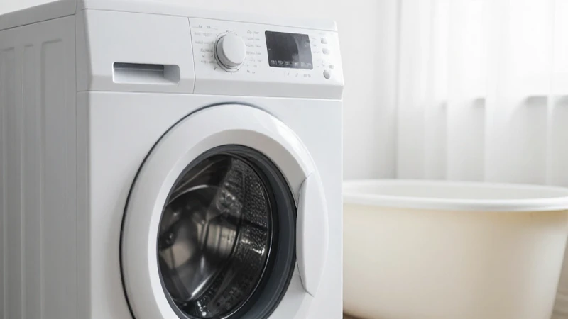 Lavandería minimalista con luz suave y sutil
