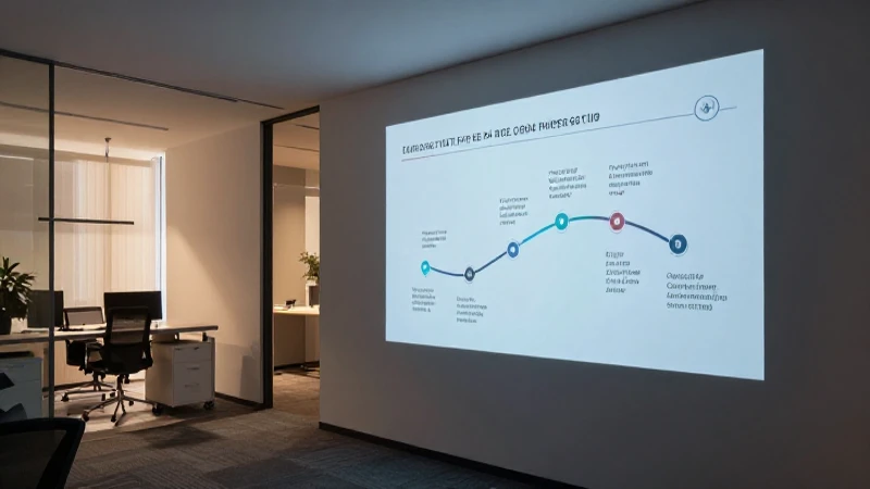 Espacio moderno con cronología proyectada e iluminación suave