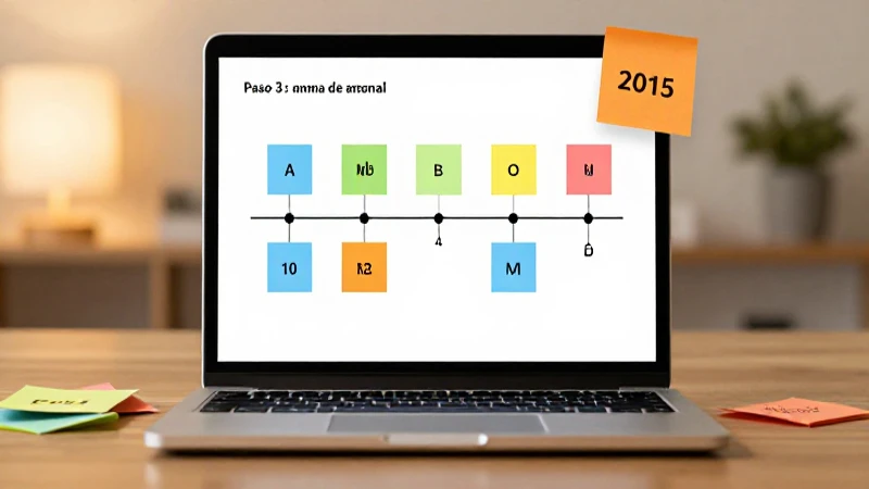 Línea de tiempo personal, notas y laptop