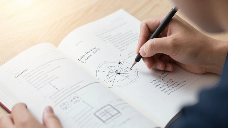 Esquema: Cómo hacer un Esquema efectivo 6 Joven estudia con luz cálida y diagrama