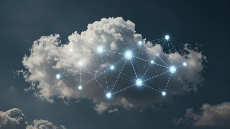 Nubes futuristas iluminan una red etérea