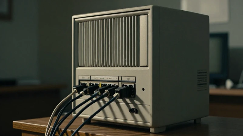 Ordenador principal antiguo con iluminación cinematográfica