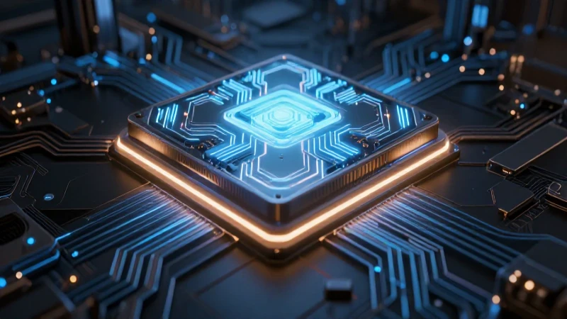 Núcleo futurista resplandeciente e imponente