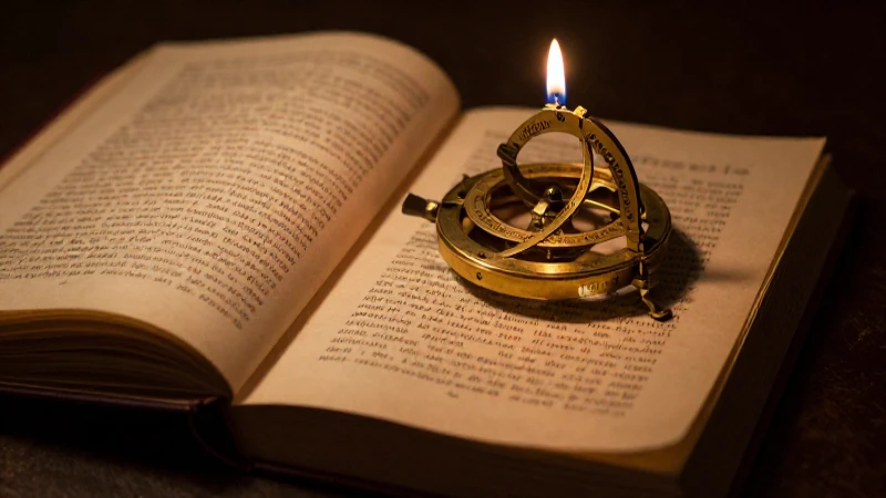 Libro antiguo iluminado por luz cálida