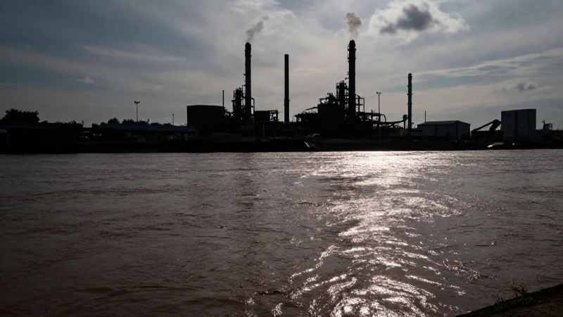Río contaminado bajo luz dramática e industrial