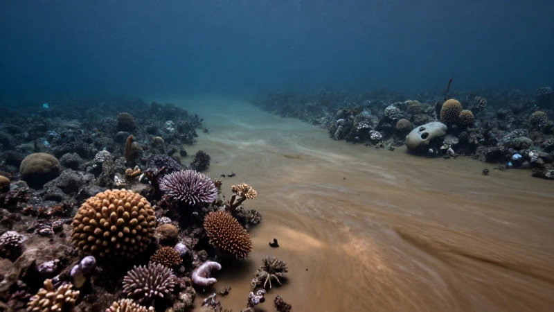 Arrecife muerto bajo agua oscura y sucia