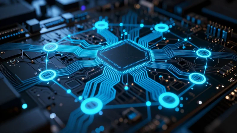 Tecnología futurista resaltada con iluminación dramática