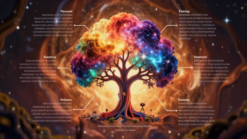 Árbol cósmico vibrante con iluminación cálida