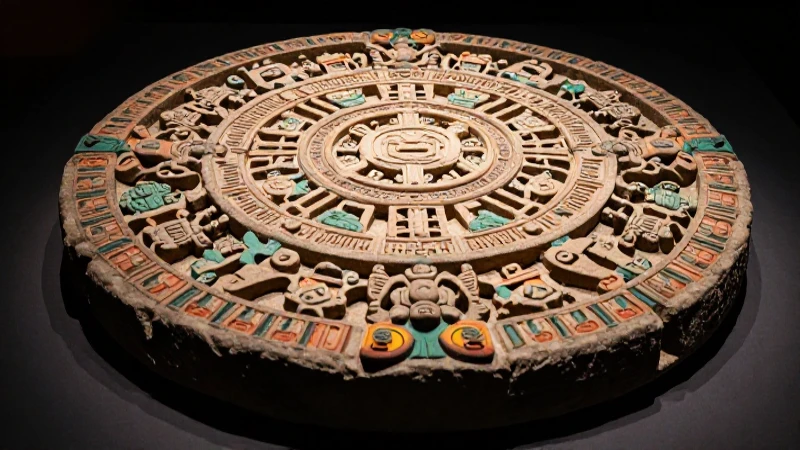 Piedra prehispánica del calendario, rica y detallada