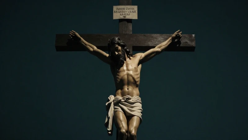 Cristo crucificado bajo luz dramática