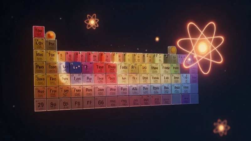 Tabla periódica brillante con iluminación dramática