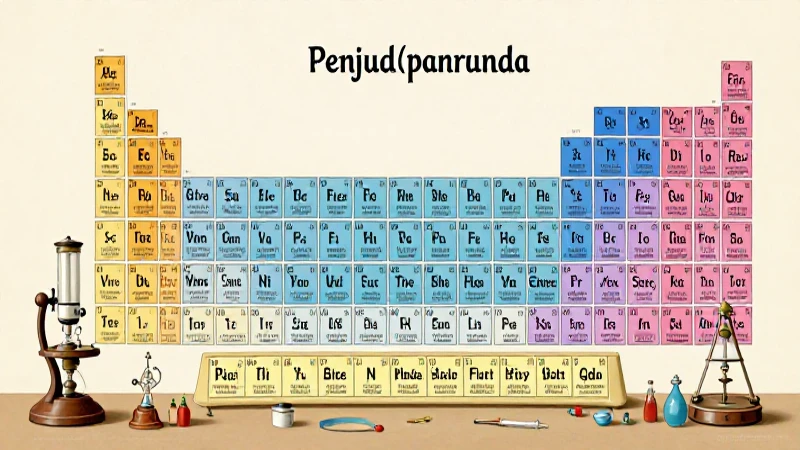 Tabla periódica antigua, luz cálida y suave