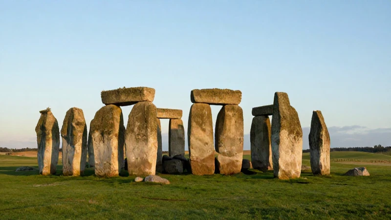 Paisaje detallado al atardecer con Stonehenge
