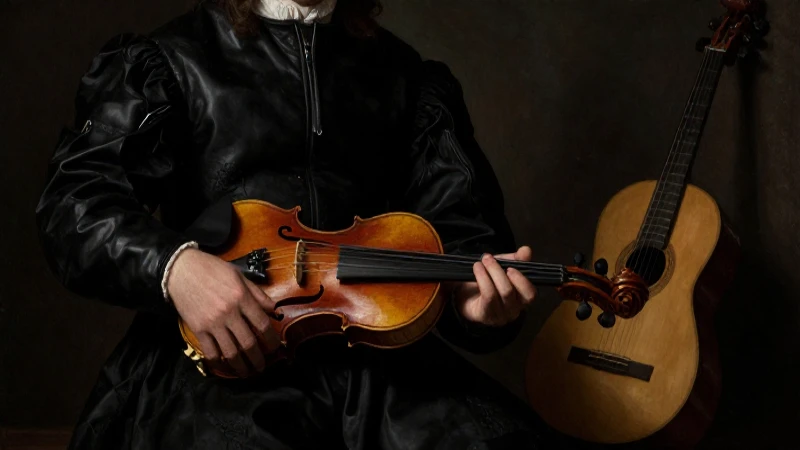 Música y arte renacentistas con sombras dramáticas