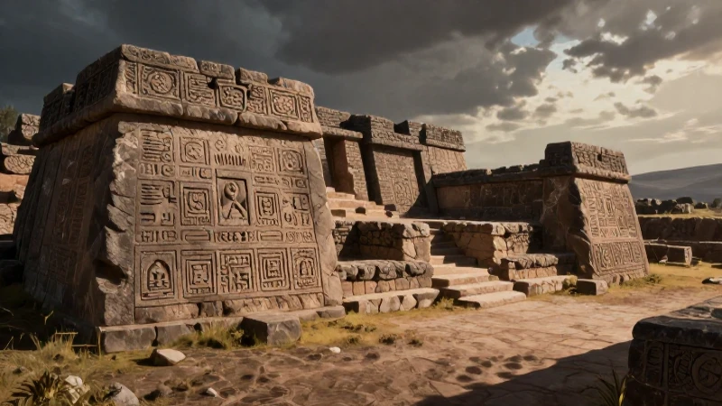 Ruinas andinas antiguas, arte rupestre e ilustración histórica