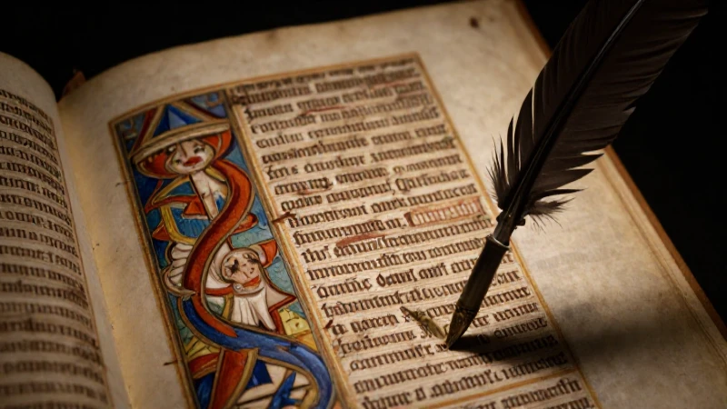 Manuscrito iluminado con pluma, estilo barroco