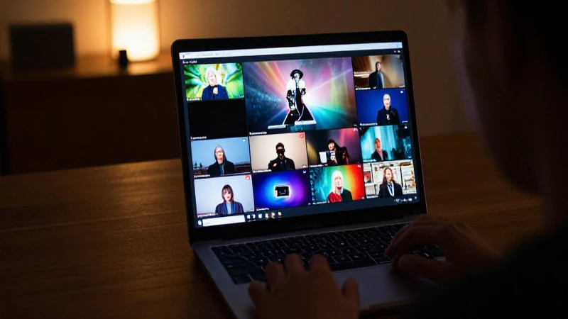 Persona ve vídeo colorido con luz cálida