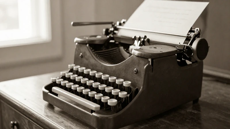 Fotografía antigua con máquina de escribir sepia