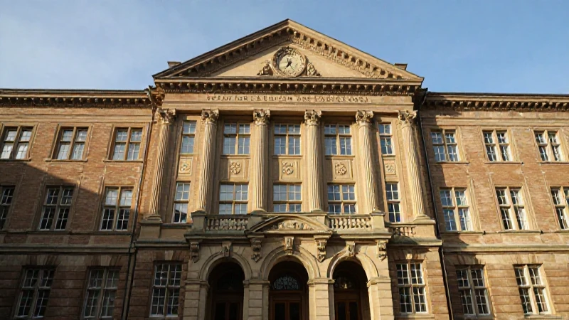 Fachada universitaria histórica a la luz del sol