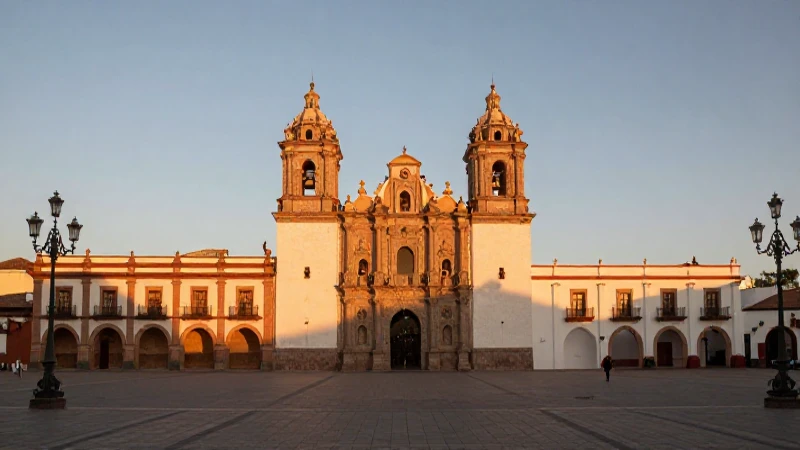 Arquitectura colonial en cálida luz dorada