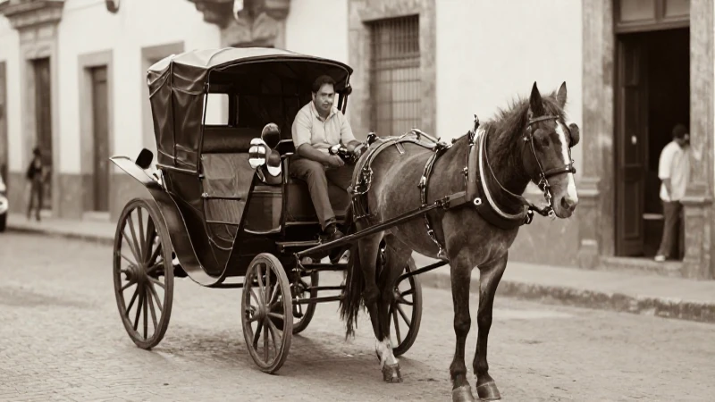 San Luis Potosí antigua, carruaje y sepia