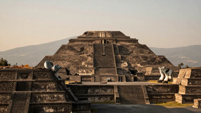 Qué incluye la línea del tiempo de la cultura teotihuacana 5 Pirámides de Teotihuacán bajo luz dorada
