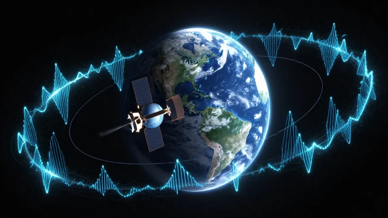 Satélite orbita la Tierra con luz cinematográfica