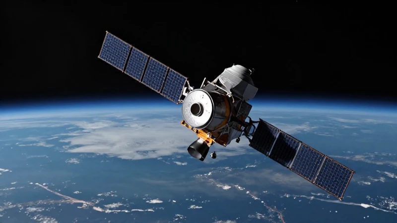Satélite orbita la Tierra con luz cinematográfica