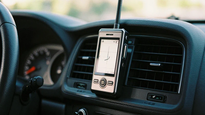 GPS antiguo en el coche, luz suave