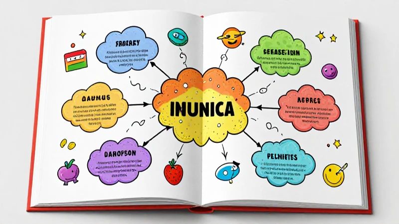 Mapa mental colorido e ilustrativo, brillante