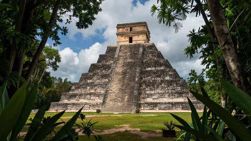 Cuales son las culturas antiguas de América y su evolución 4 Piramite maya en jungla con luz cinematográfica