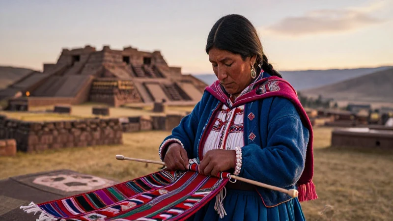 Mujer quechuas teje artesanos textiles ancestrales