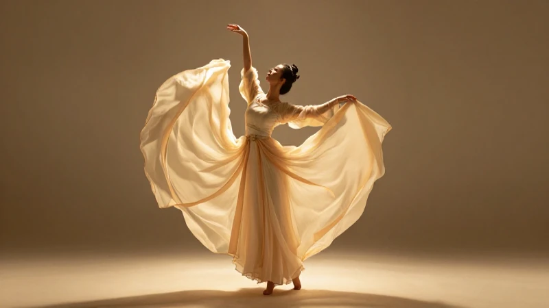 Bailarín antiguo bañado por luz dorada