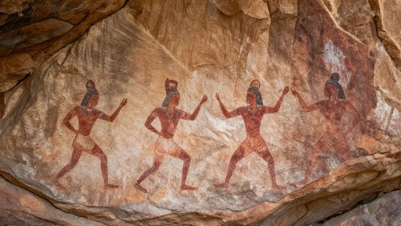 Pinturas rupestres muestran figuras danzando suavemente