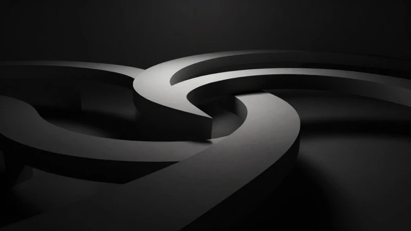 Arte abstracto, perspectivas entrelazadas, iluminación dramática