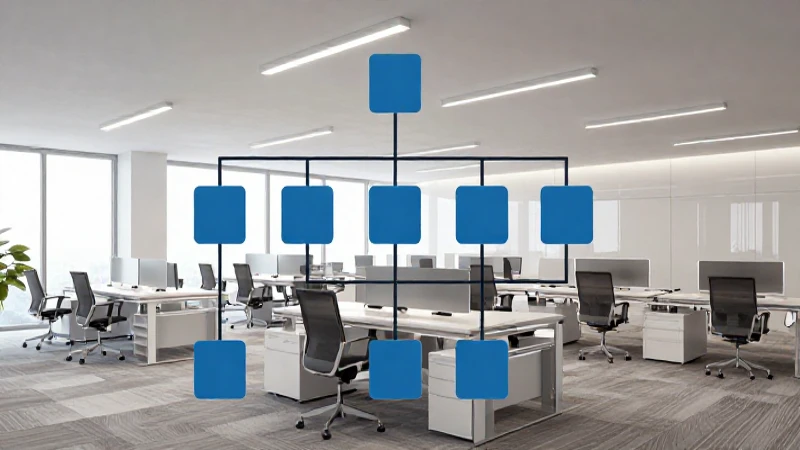 Oficina moderna con diagrama isométrico y suave iluminación