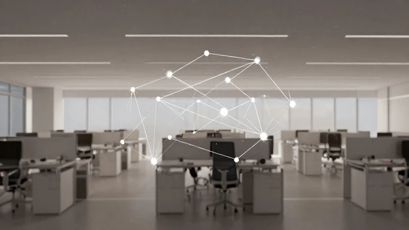 Oficina moderna con iluminación corporativa suave