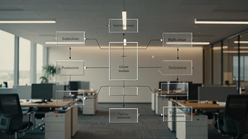 Espacio moderno, diagramas interconectados, luz suave