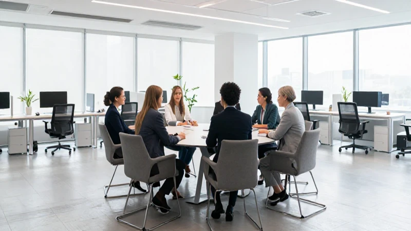 Reunión corporativa, espacio moderno y luminoso
