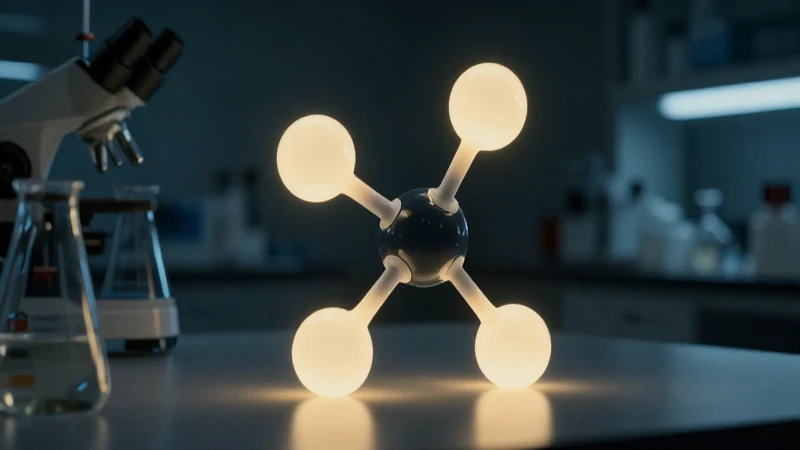 Molécula brillante en laboratorio dramático