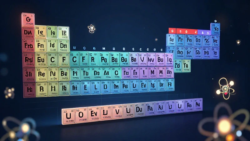 Tabla periódica brillante, iluminada científicamente