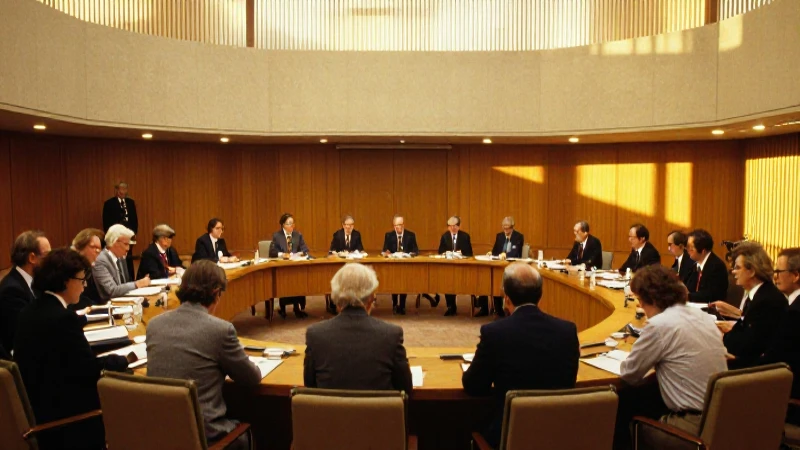 Salón de conferencias, delegados sentados al final del día