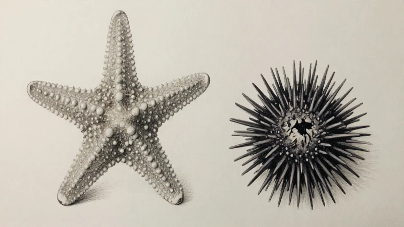 Dibujo científico marino con tonos suaves
