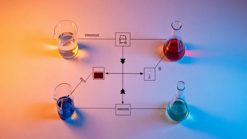 Química colorida en vasos bajo luz vibrante