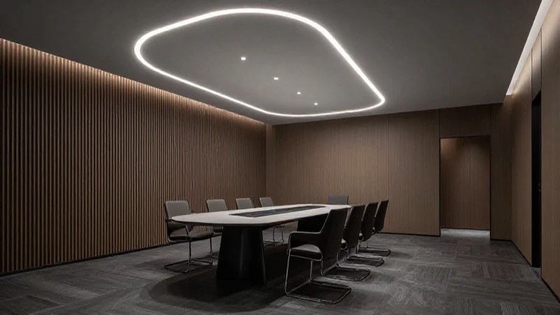 Lujosa sala de juntas con iluminación impactante